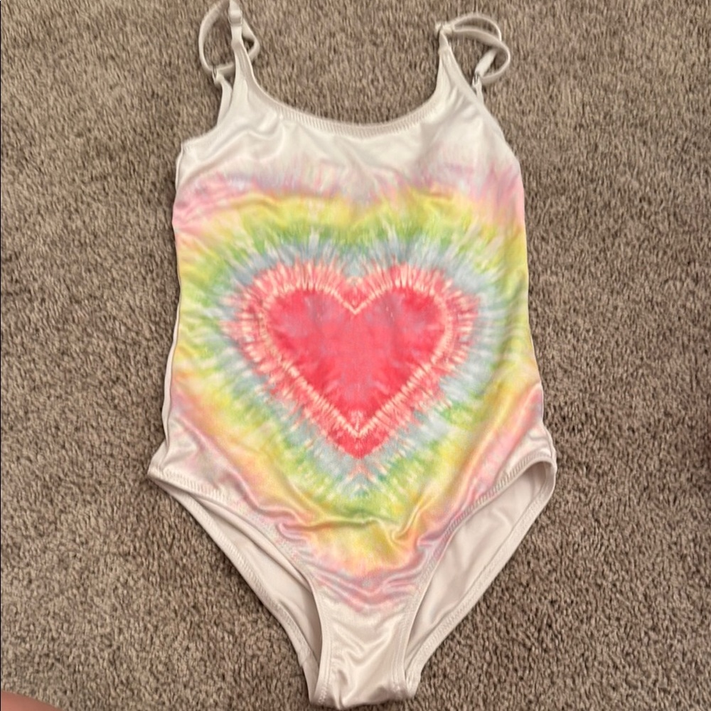Kids Tie-Dye Heart One Piece Swimsuit